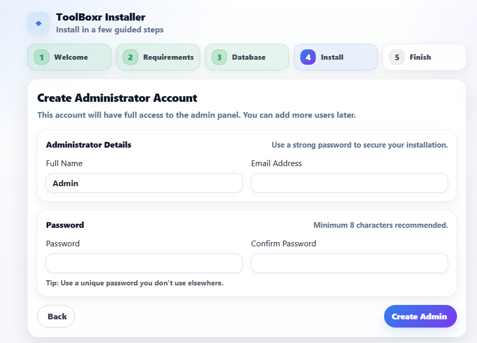 admin login